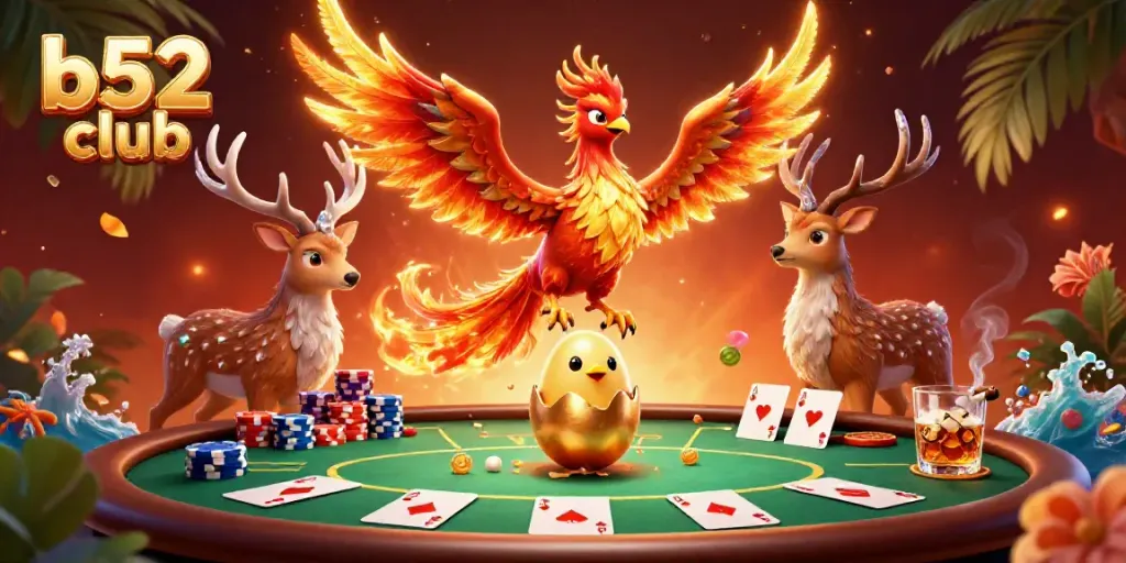 Experience thrilling gameplay at b52 club with a majestic phoenix and exciting poker elements.